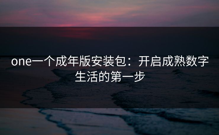 one一个成年版安装包：开启成熟数字生活的第一步