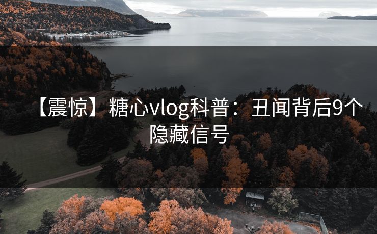 【震惊】糖心vlog科普：丑闻背后9个隐藏信号