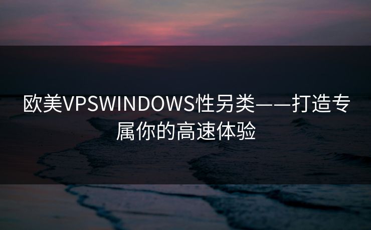 欧美VPSWINDOWS性另类——打造专属你的高速体验